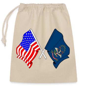 USA and North Dakota flag crossed - Closable cotton gift bag (25x30cm) - nature - Front