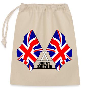Drapeaux britanniques croisés avec texte - Sac cadeau en coton avec cordon (25 x 30 cm) - nature - Devant