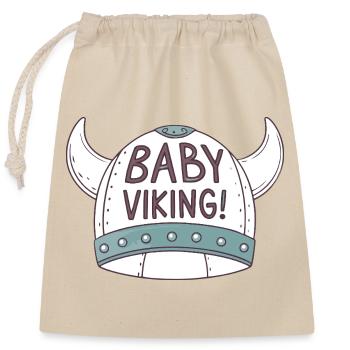Baby Wikinger Helm illustriert - Verschließbarer Geschenkbeutel aus Baumwolle (25x30cm) - Natur - Vorne