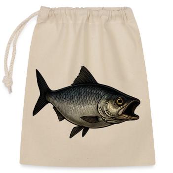Stylish fish with an open mouth - Closable cotton gift bag (25x30cm) - nature - Front