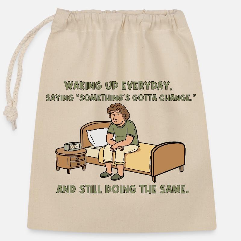 Awake Yet Stuck - Closable cotton gift bag (25x30cm) - nature