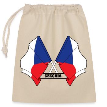 RÉPUBLIQUE TCHÈQUE – Drapeaux croisés - Sac cadeau en coton avec cordon (25 x 30 cm) - nature - Devant