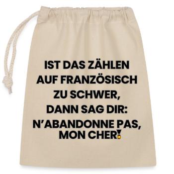 Deutsch-Französisch-Reim 1 (Ver. B) - Verschließbarer Geschenkbeutel aus Baumwolle (25x30cm) - Natur - Vorne