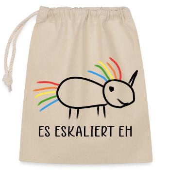 Es eskaliert eh Eskalation Party Einhorn  - Verschließbarer Geschenkbeutel aus Baumwolle (25x30cm) - Natur - Vorne
