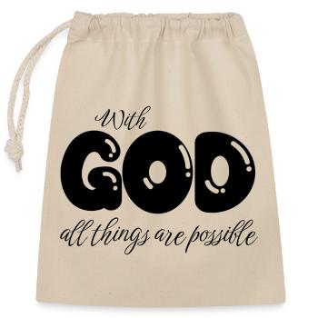 Avec Dieu tout est possible - Bible chrétienne - Sac cadeau en coton avec cordon (25 x 30 cm) - nature - Devant