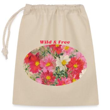 Wild und frei – Vibrant Cosmos Flower Ellipse - Verschließbarer Geschenkbeutel aus Baumwolle (25x30cm) - Natur - Vorne