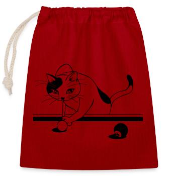 Puissance du chat - Sac cadeau en coton avec cordon (25 x 30 cm) - rouge - Devant