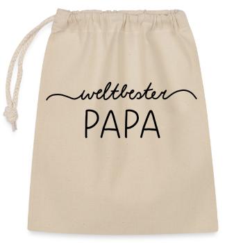 Weltbester Papa - Verschließbarer Geschenkbeutel aus Baumwolle (25x30cm) - Natur - Vorne