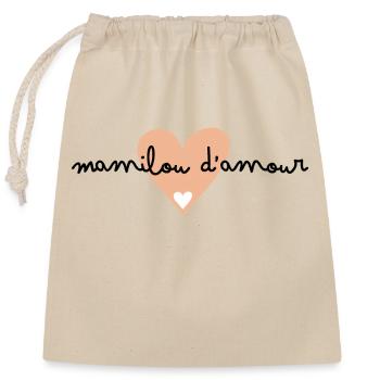 Mamilou d’amour - Sac cadeau en coton avec cordon (25 x 30 cm) - nature - Devant