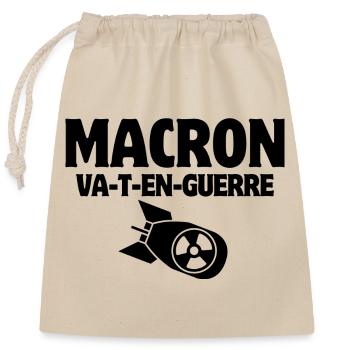 anti-guerre, Macron, stop War - Sac cadeau en coton avec cordon (25 x 30 cm) - nature - Devant
