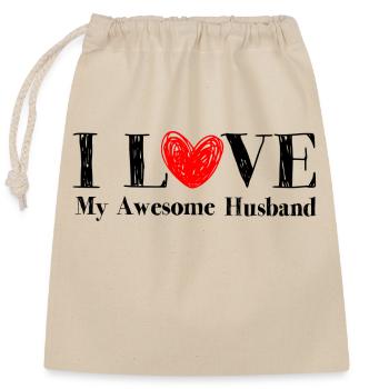 I Love My Awesome Husband - Sac cadeau en coton avec cordon (25 x 30 cm) - nature - Devant
