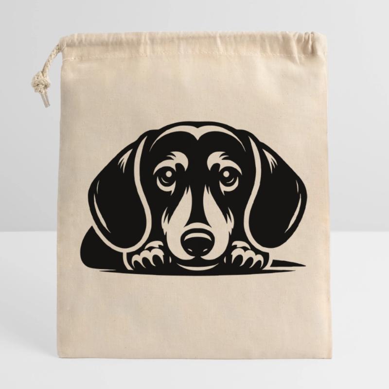 Conception vectorielle de teckel couché Sac cadeau en coton avec cordon (25 x 30 cm)