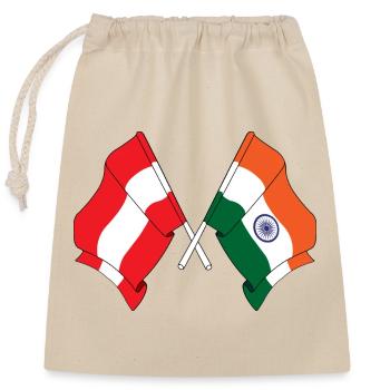 Drapeau Autriche, Drapeau Inde - Sac cadeau en coton avec cordon (25 x 30 cm) - nature - Devant