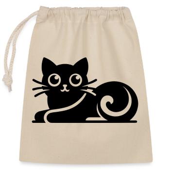 Abstract Cat Drawing - Closable cotton gift bag (25x30cm) - nature - Front
