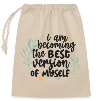 Devenir mon meilleur design de citation personnelle - Sac cadeau en coton avec cordon (25 x 30 cm) - nature - Devant