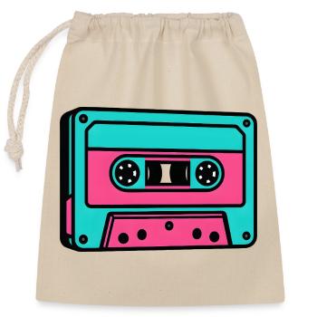 Neon Cassette Popart 80s - Closable cotton gift bag (25x30cm) - nature - Front