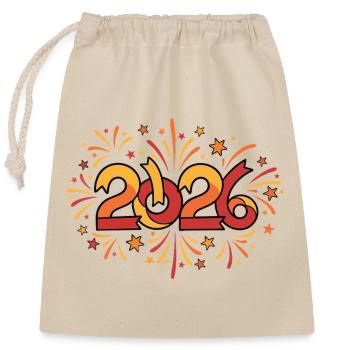 Feuerwerksfeier 2026 Silvester - Verschließbarer Geschenkbeutel aus Baumwolle (25x30cm) - Natur - Vorne