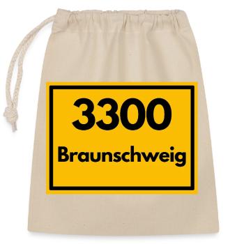 ALTE POSTLEITZAHL PLZ RETRO 3300 BRAUNSCHWEIG - Verschließbarer Geschenkbeutel aus Baumwolle (25x30cm) - Natur - Vorne