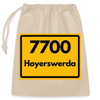 ALTE POSTLEITZAHL PLZ, SACHSEN 7700 HOYERSWERDA - Verschließbarer Geschenkbeutel aus Baumwolle (25x30cm) - Natur - Vorne