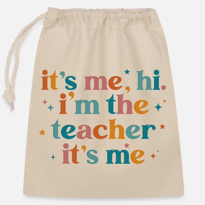 Typographie colorée de l’identité des enseignants - Sac cadeau en coton avec cordon (25 x 30 cm) - nature
