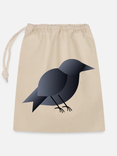 Geometrischer dunkelblauer Vogel - Verschließbarer Geschenkbeutel aus Baumwolle (25x30cm) - Natur