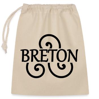 Breton (black) - Closable cotton gift bag (25x30cm) - nature - Front