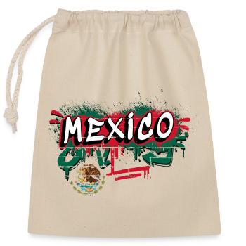 Mexico flag graffiti design - Closable cotton gift bag (25x30cm) - nature - Front