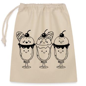 Cartoon Eisbecher - Verschließbarer Geschenkbeutel aus Baumwolle (25x30cm) - Natur - Vorne