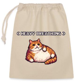 Chonky Pixel Cat Heavy Breathing - Closable cotton gift bag (25x30cm) - nature - Front