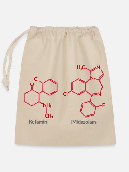 Ketamin Midazolam - Verschließbarer Geschenkbeutel aus Baumwolle (25x30cm) - Natur