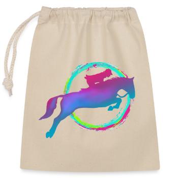 horse riding - Closable cotton gift bag (25x30cm) - nature - Front