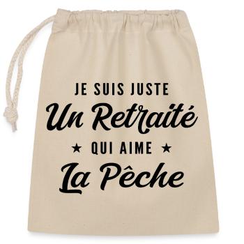 Retraité Pêcheur Humour Cadeau Retraite - Sac cadeau en coton avec cordon (25 x 30 cm) - nature - Devant