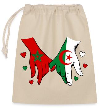Marokko Algerien Flaggen Händehalten - Verschließbarer Geschenkbeutel aus Baumwolle (25x30cm) - Natur - Vorne