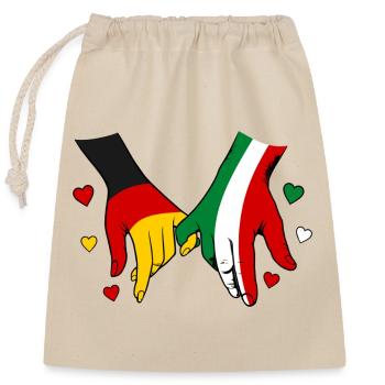 Deutschland Italien Flaggen Händehalten - Verschließbarer Geschenkbeutel aus Baumwolle (25x30cm) - Natur - Vorne