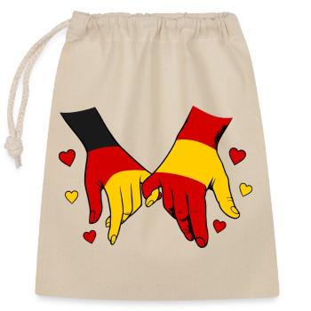 Deutschland_Spanien_Flagge_Haendehalten - Sac cadeau en coton avec cordon (25 x 30 cm) - nature - Devant