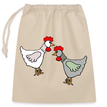 Roosters Chicken Chickens Children - Closable cotton gift bag (25x30cm) - nature - Front