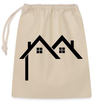 Residential area Logo houses - Closable cotton gift bag (25x30cm) - nature - Front
