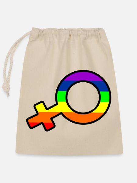 Gender Frau Logo mit Regenbogen - Verschließbarer Geschenkbeutel aus Baumwolle (25x30cm) - Natur
