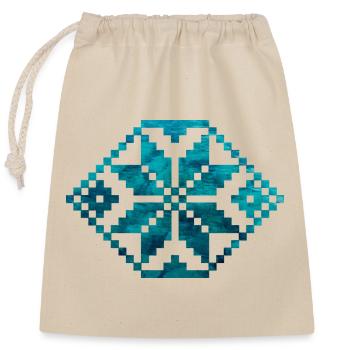 Geometric water - Traditional Romanian folk art - Closable cotton gift bag (25x30cm) - nature - Front