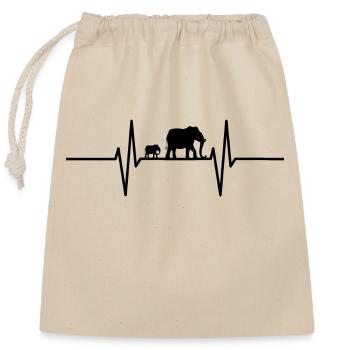 Battements de cœur avec les éléphants - Sac cadeau en coton avec cordon (25 x 30 cm) - nature - Devant
