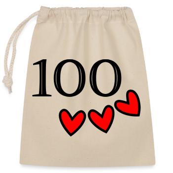 100. 100 YEARS. 100th ANNIVERSARY. BIRTHDAY 100 - Closable cotton gift bag (25x30cm) - nature - Front