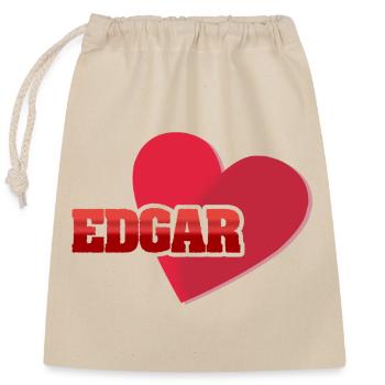 Lettrage EDGAR en forme de cœur - Sac cadeau en coton avec cordon (25 x 30 cm) - nature - Devant