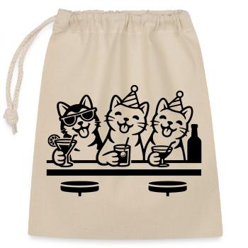 Party Katzen Kater Bar Trinken - Verschließbarer Geschenkbeutel aus Baumwolle (25x30cm) - Natur - Vorne