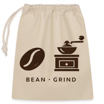 BEAN . GRIND . COFFEE . KAFFEE - Verschließbarer Geschenkbeutel aus Baumwolle (25x30cm) - Natur - Vorne