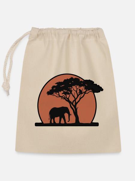 Afrika Elefant Sonnenuntergang - Verschließbarer Geschenkbeutel aus Baumwolle (25x30cm) - Natur