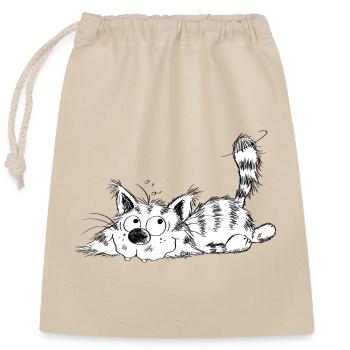 Funny little cat - cartoon - Closable cotton gift bag (25x30cm) - nature - Front