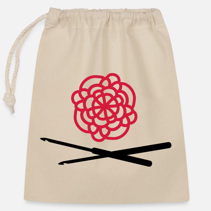crochet - Sac cadeau en coton avec cordon (25 x 30 cm) - nature