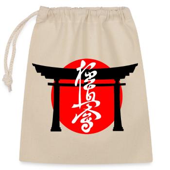 Kyokushin geschrieben in japanischen Kanji weiß Torii - Verschließbarer Geschenkbeutel aus Baumwolle (25x30cm) - Natur - Vorne