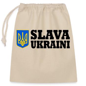 Slava ukraini - Closable cotton gift bag (25x30cm) - nature - Front