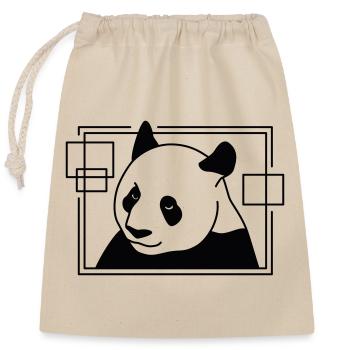 Panda en forme géométrique - Conception d’art au trait - Sac cadeau en coton avec cordon (25 x 30 cm) - nature - Devant